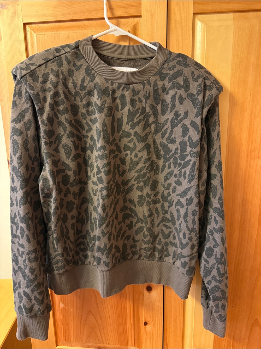 Pistola Chocolate Brown Leopard-Print Crewneck Sweatshirt with shoulder pads